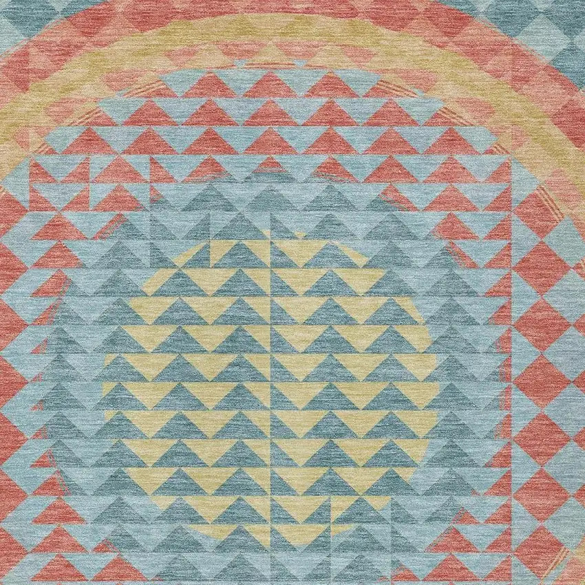 Teal Blue And Granite Gray Geometric Washable Indoor Outdoor Area Rug Photo 3