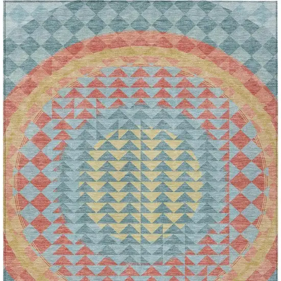 Teal Blue And Granite Gray Geometric Washable Indoor Outdoor Area Rug Photo 4