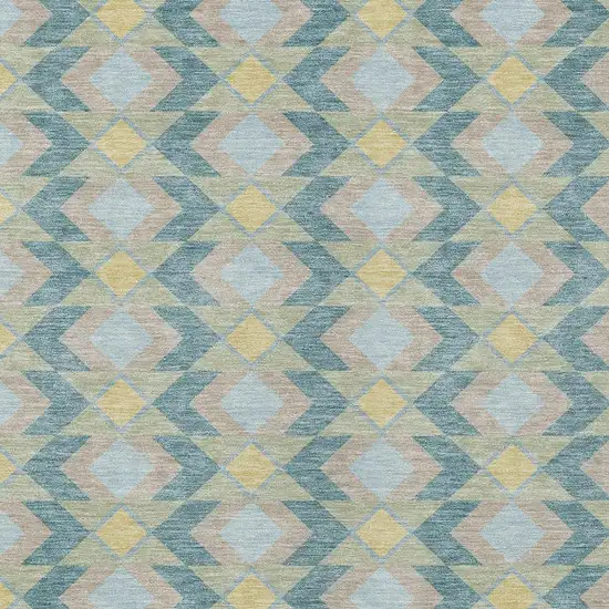 Teal Blue And Graphite Geometric Washable Indoor Outdoor Area Rug Photo 4