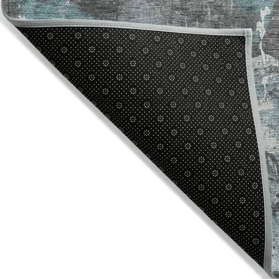 Teal Blue And Gray Abstract Washable Indoor Outdoor Area Rug Photo 9