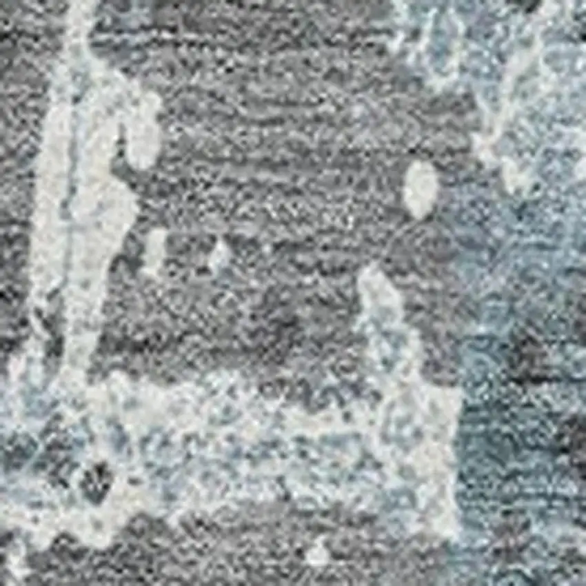 Teal Blue And Gray Abstract Washable Indoor Outdoor Area Rug Photo 3