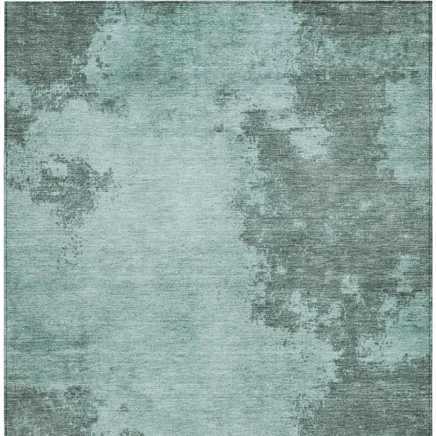 Teal Blue And Gray Abstract Washable Indoor Outdoor Area Rug Photo 3