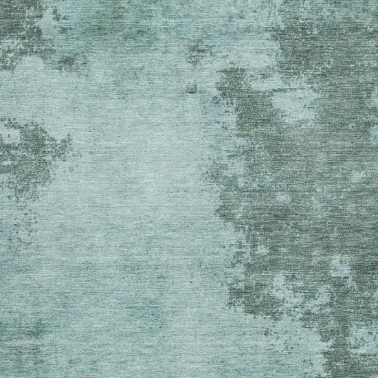 Teal Blue And Gray Abstract Washable Indoor Outdoor Area Rug Photo 3