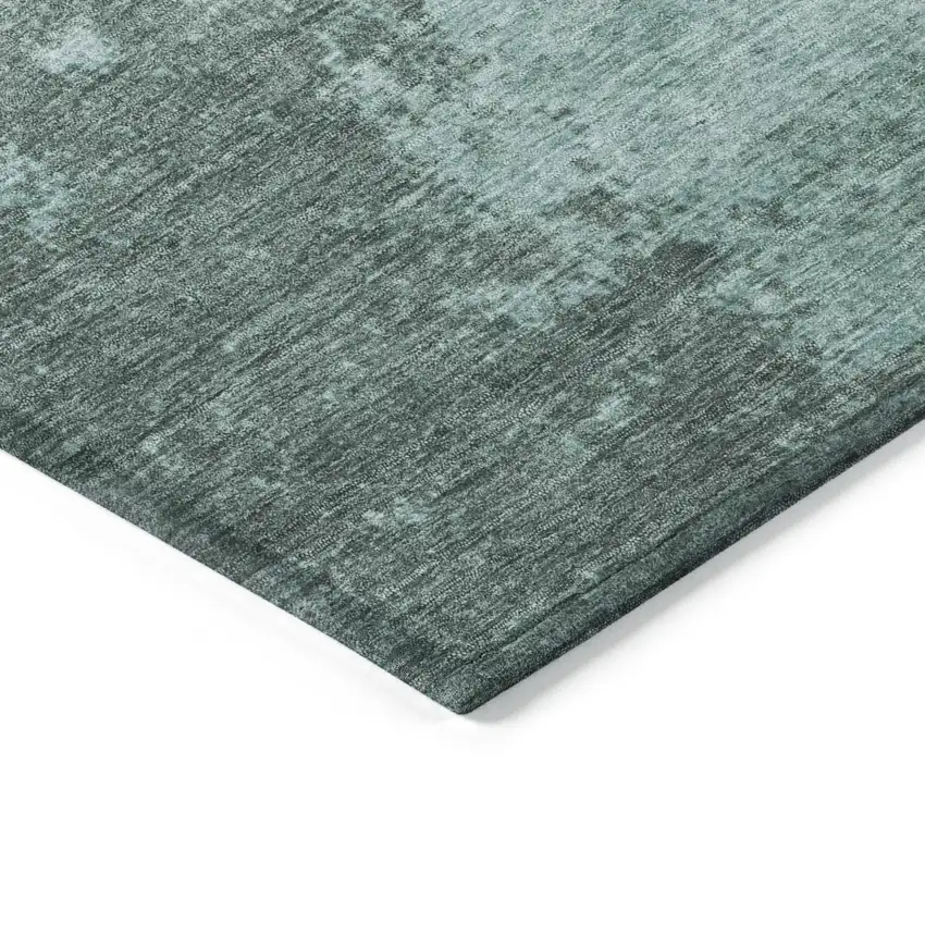 Teal Blue And Gray Abstract Washable Indoor Outdoor Area Rug Photo 9