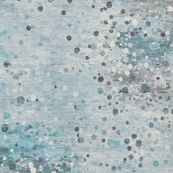 Teal Blue And Gray Abstract Washable Indoor Outdoor Area Rug Photo 4