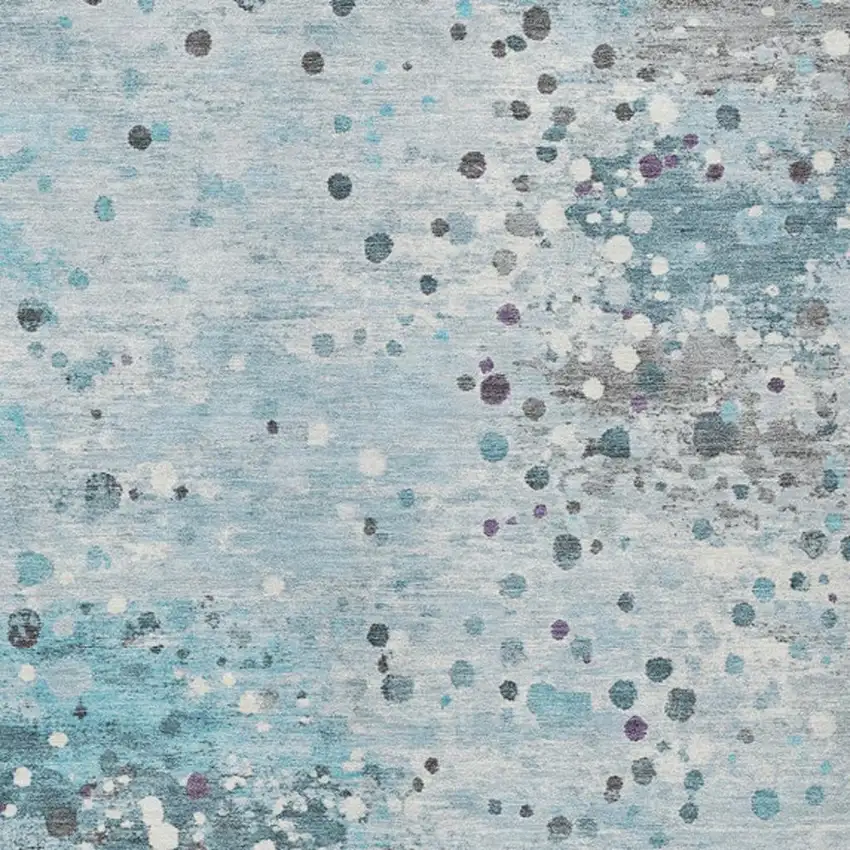 Teal Blue And Gray Abstract Washable Indoor Outdoor Area Rug Photo 4
