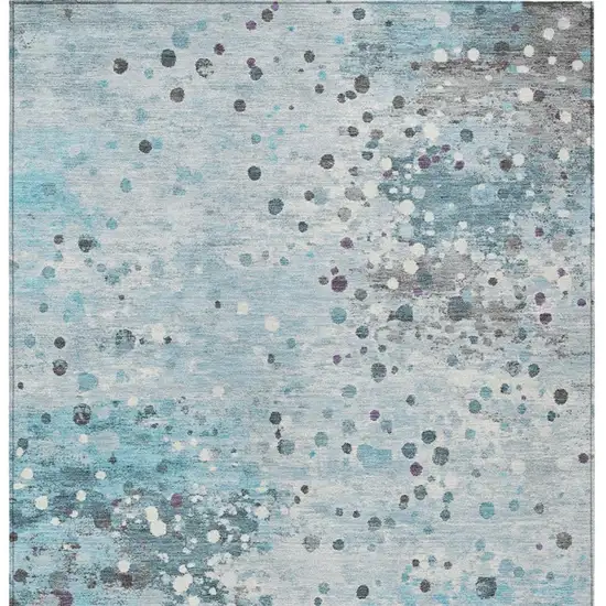 Teal Blue And Gray Abstract Washable Indoor Outdoor Area Rug Photo 9