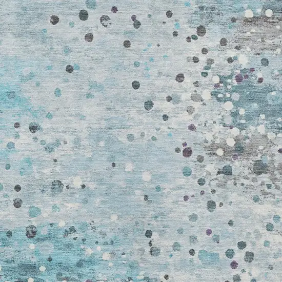 Teal Blue And Gray Abstract Washable Indoor Outdoor Area Rug Photo 3