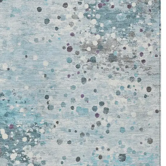 Teal Blue And Gray Abstract Washable Indoor Outdoor Area Rug Photo 4