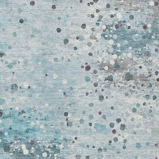 Teal Blue And Gray Abstract Washable Indoor Outdoor Area Rug Photo 3