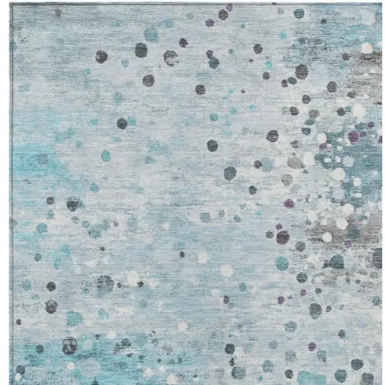 Teal Blue And Gray Abstract Washable Indoor Outdoor Area Rug Photo 4