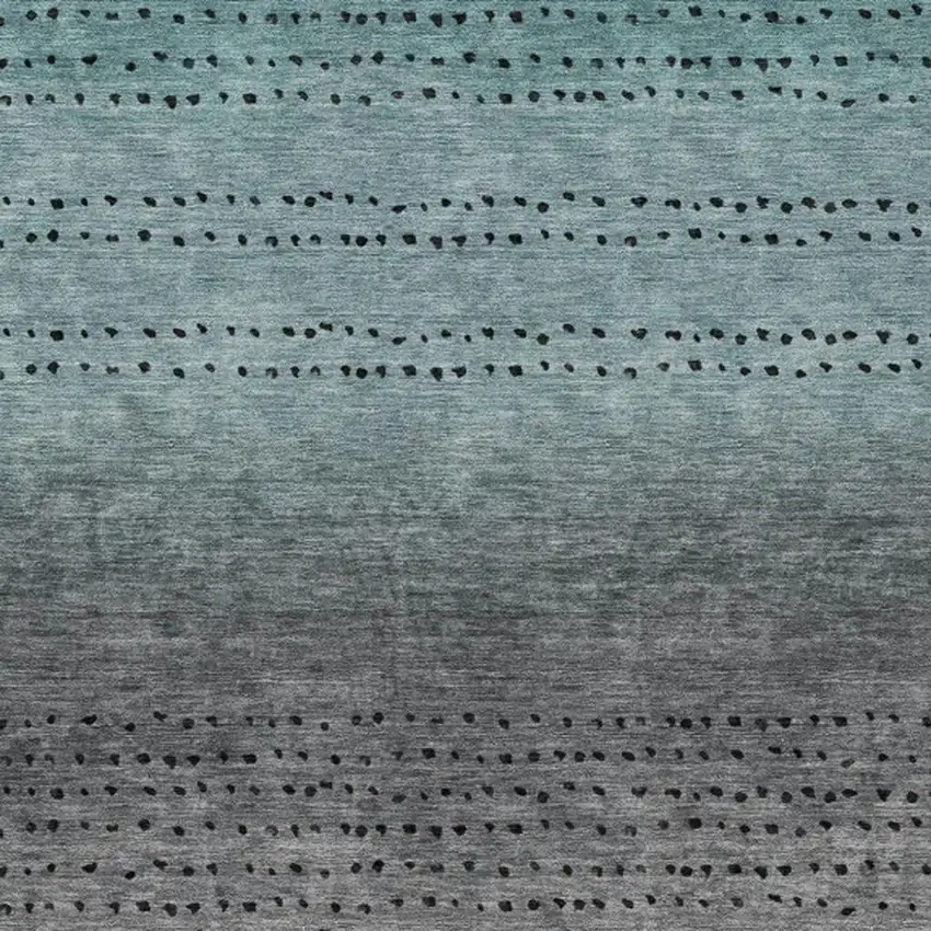 Teal Blue And Gray Abstract Washable Indoor Outdoor Area Rug Photo 4