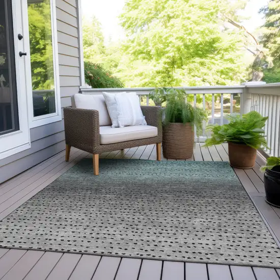 Teal Blue And Gray Abstract Washable Indoor Outdoor Area Rug Photo 8