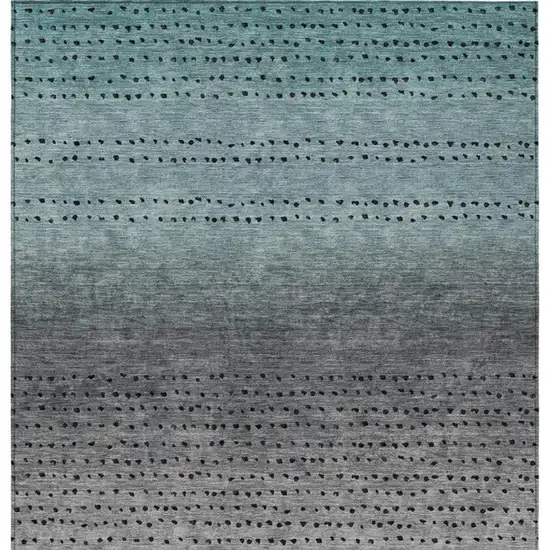Teal Blue And Gray Abstract Washable Indoor Outdoor Area Rug Photo 4