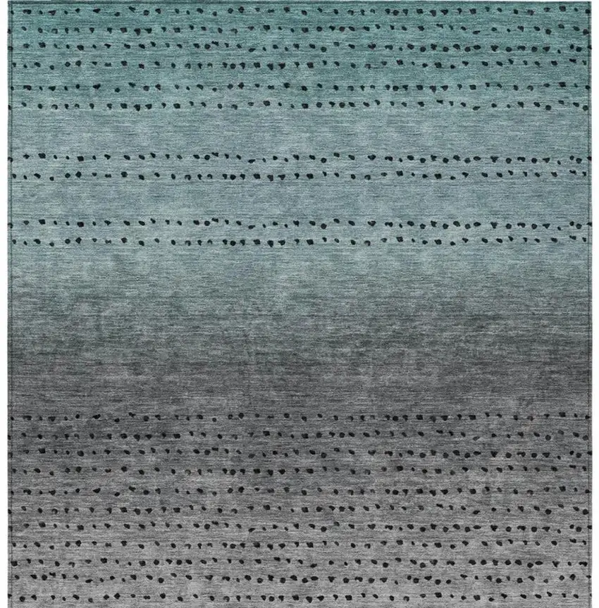 Teal Blue And Gray Abstract Washable Indoor Outdoor Area Rug Photo 4