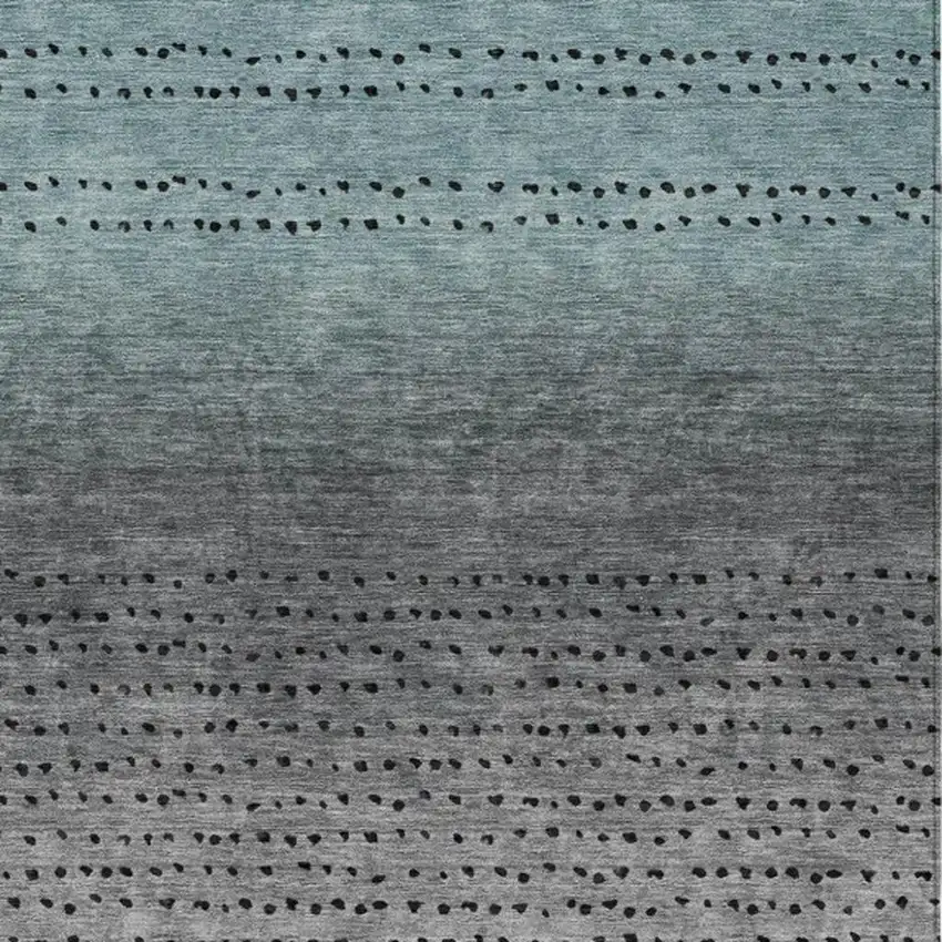 Teal Blue And Gray Abstract Washable Indoor Outdoor Area Rug Photo 4