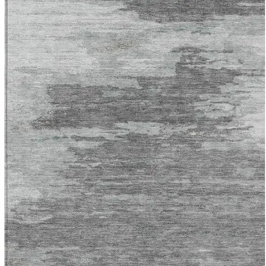 Teal Blue And Gray Abstract Washable Indoor Outdoor Area Rug Photo 4