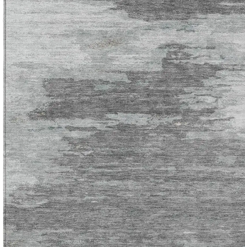 Teal Blue And Gray Abstract Washable Indoor Outdoor Area Rug Photo 4