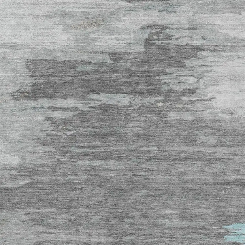 Teal Blue And Gray Abstract Washable Indoor Outdoor Area Rug Photo 3