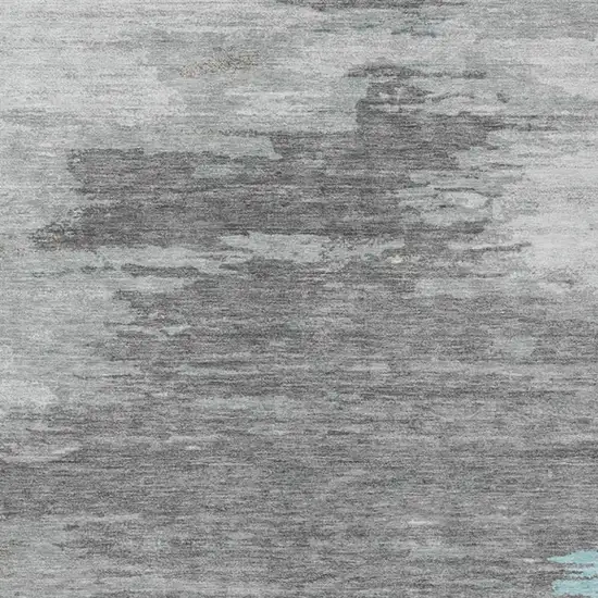 Teal Blue And Gray Abstract Washable Indoor Outdoor Area Rug Photo 6