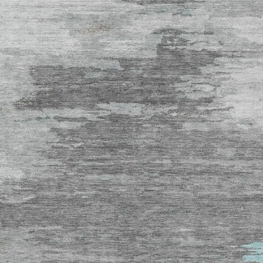 Teal Blue And Gray Abstract Washable Indoor Outdoor Area Rug Photo 6
