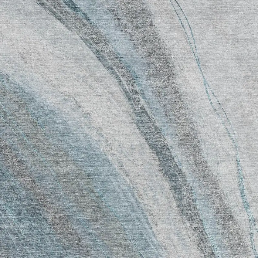 Teal Blue And Gray Abstract Washable Indoor Outdoor Area Rug Photo 3