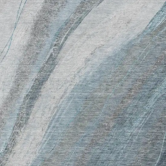 Teal Blue And Gray Abstract Washable Indoor Outdoor Area Rug Photo 3