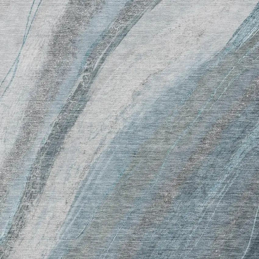 Teal Blue And Gray Abstract Washable Indoor Outdoor Area Rug Photo 3