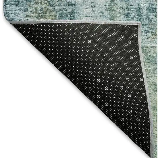 Teal Blue And Gray Abstract Washable Indoor Outdoor Area Rug Photo 5