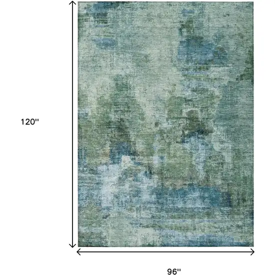 Teal Blue And Gray Abstract Washable Indoor Outdoor Area Rug Photo 3