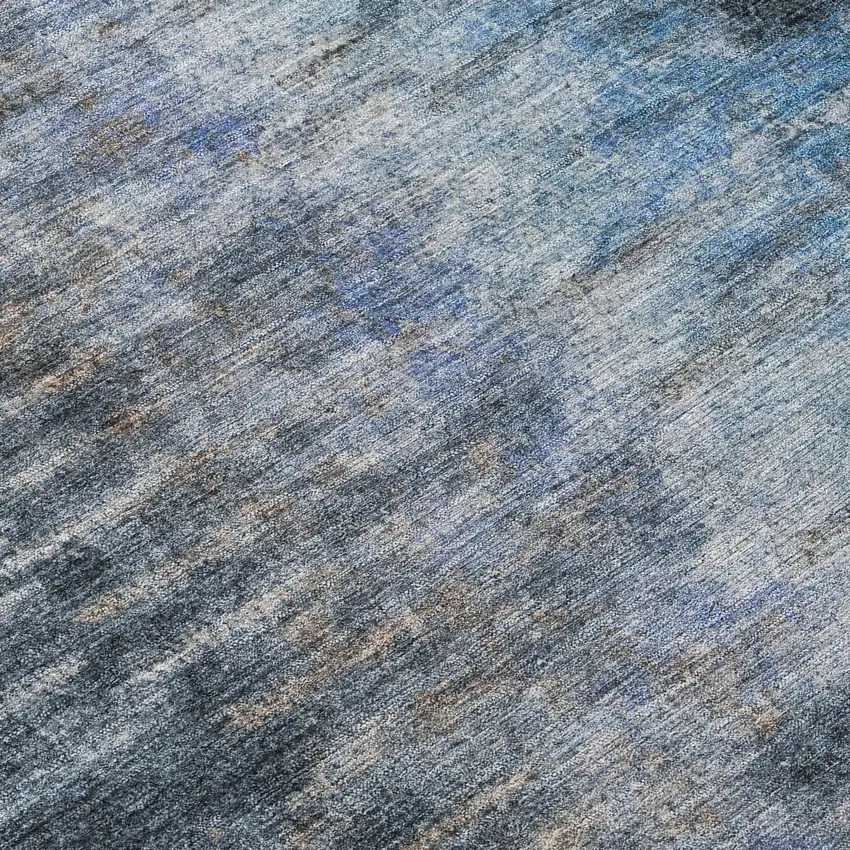Teal Blue And Gray Abstract Washable Indoor Outdoor Area Rug Photo 8