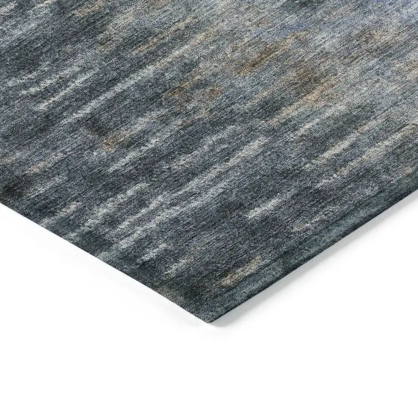 Teal Blue And Gray Abstract Washable Indoor Outdoor Area Rug Photo 7