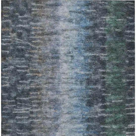 Teal Blue And Gray Abstract Washable Indoor Outdoor Area Rug Photo 4