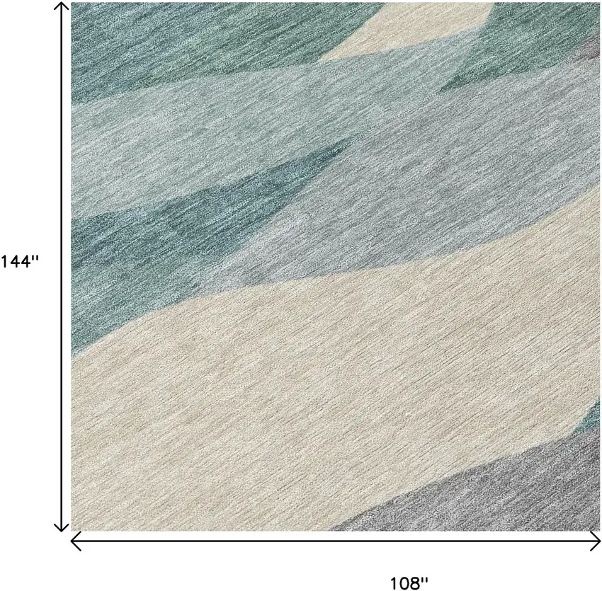 Teal Blue And Gray Abstract Washable Indoor Outdoor Area Rug Photo 6