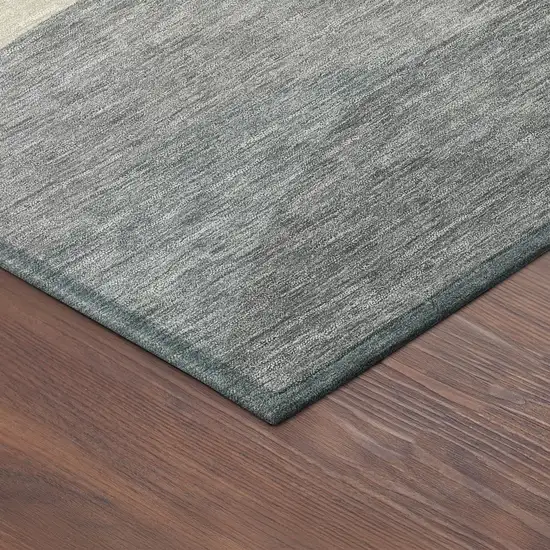 Teal Blue And Gray Abstract Washable Indoor Outdoor Area Rug Photo 5