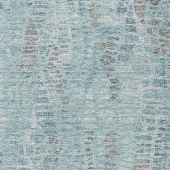 Teal Blue And Gray Abstract Washable Indoor Outdoor Area Rug Photo 2