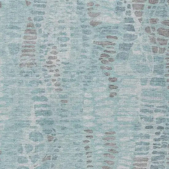 Teal Blue And Gray Abstract Washable Indoor Outdoor Area Rug Photo 2