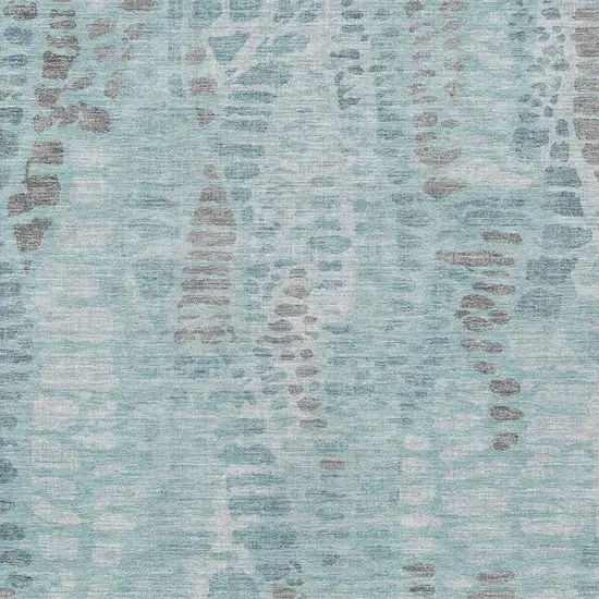 Teal Blue And Gray Abstract Washable Indoor Outdoor Area Rug Photo 2
