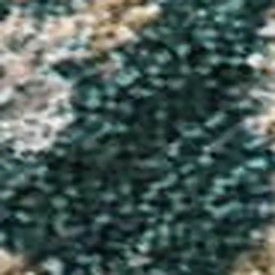 Teal Blue And Gray Damask Washable Indoor Outdoor Area Rug Photo 3