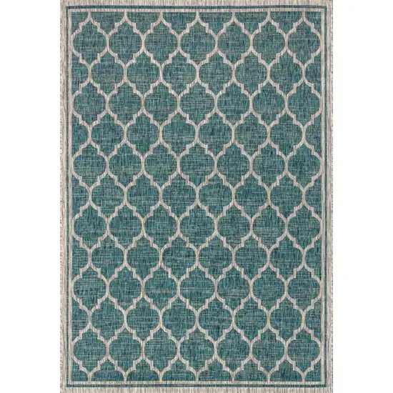 Teal Blue And Gray Geometric Indoor Outdoor Area Rug Photo 1