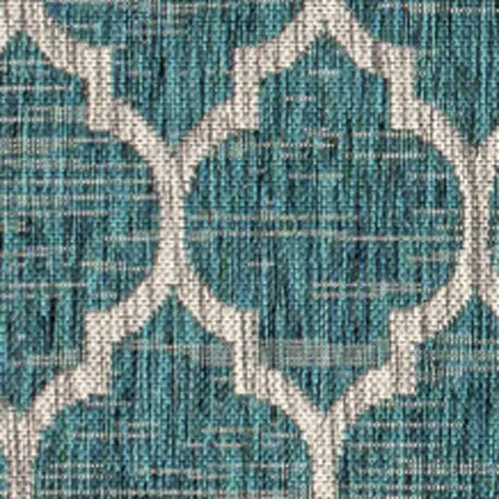 Teal Blue And Gray Geometric Indoor Outdoor Area Rug Photo 2