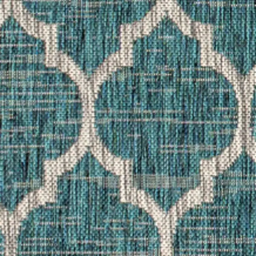 Teal Blue And Gray Geometric Indoor Outdoor Area Rug Photo 2