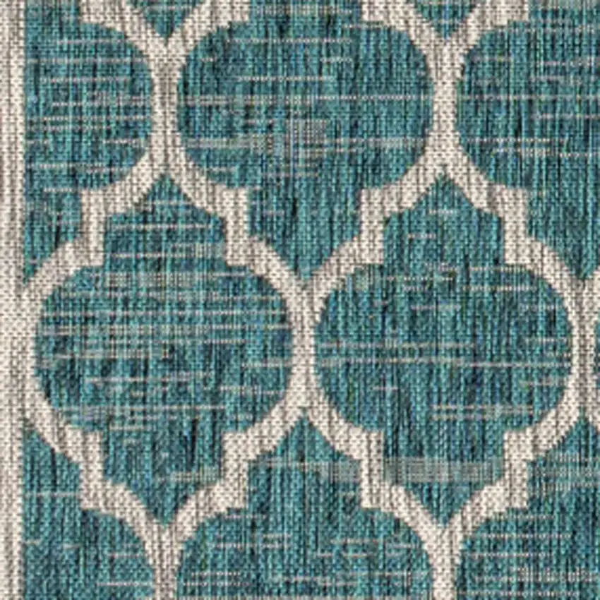 Teal Blue And Gray Geometric Indoor Outdoor Area Rug Photo 3