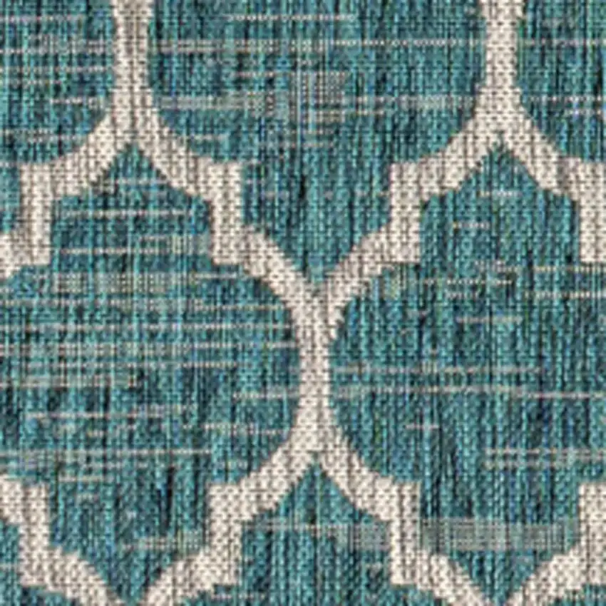 Teal Blue And Gray Geometric Indoor Outdoor Area Rug Photo 2
