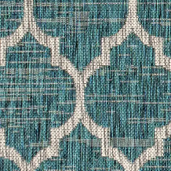 Teal Blue And Gray Geometric Indoor Outdoor Area Rug Photo 2