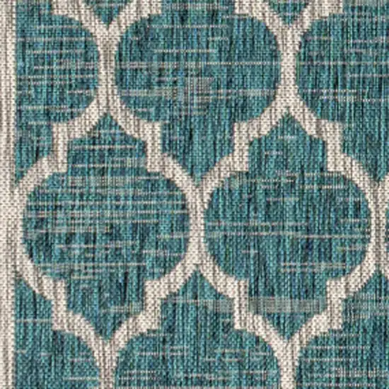 Teal Blue And Gray Geometric Indoor Outdoor Area Rug Photo 2