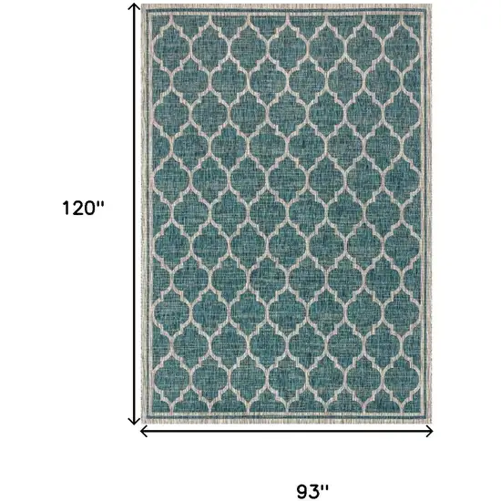 Teal Blue And Gray Geometric Indoor Outdoor Area Rug Photo 6