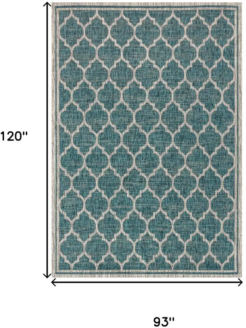 Teal Blue And Gray Geometric Indoor Outdoor Area Rug Photo 6