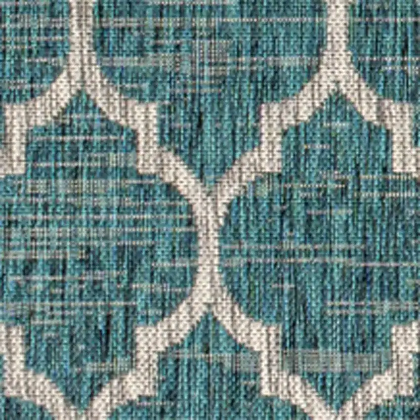 Teal Blue And Gray Geometric Indoor Outdoor Area Rug Photo 2