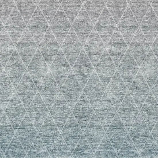 Teal Blue And Gray Geometric Washable Indoor Outdoor Area Rug Photo 6